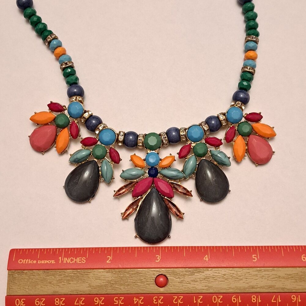 Charlotte Russe Statement Multicolor Necklace Tube Chain - Picture 2 of 6
